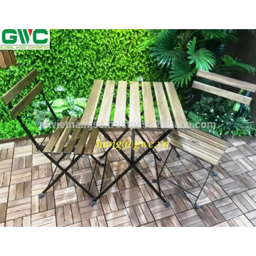 Fácil de transportar plegable coloridos muebles al aire libre tabla Acacia madera marco de metal